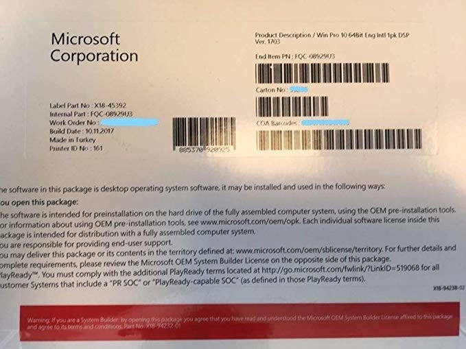 HP Dell Microsoft Windows 10 License Key / Windows 10 Activation Code supplier